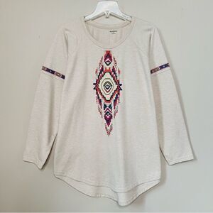 Ruff Hewn Beaded Long Sleeve Western Southwestern Tunic Sweatshirt SZ 2X